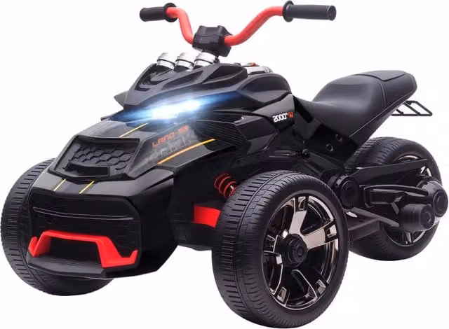 Quad elettrico per bambini triciclo inverso 113 x 74 x 63 cm avvio graduale doppia velocità sospensione moderna in metallo nero 21_0000625