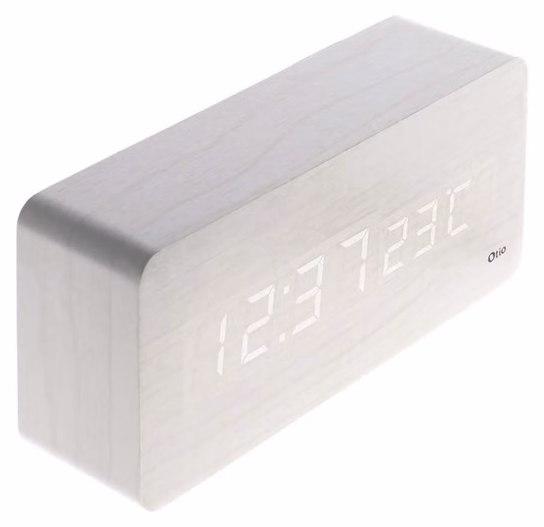 Termometro Lingot, verniciato, con cornice in legno, display LCD, sveglia, barometro