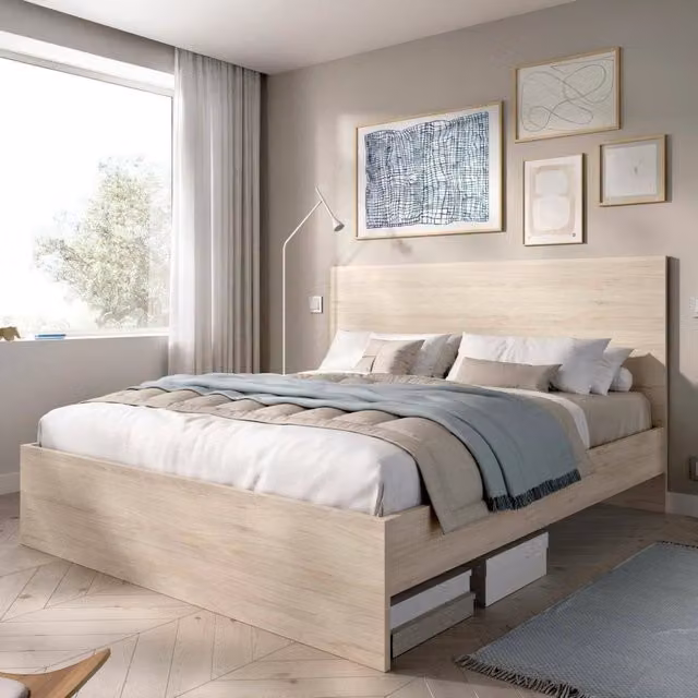 Letto alla francese Howard DMORA in Rovere con cassetti, L: 146 cm, P: 195 cm, H: 100 cm