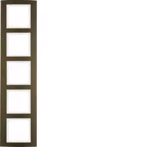 Berker 10153021 Cornice a 5 moduli B.3 in alluminio, marrone/bianco polare