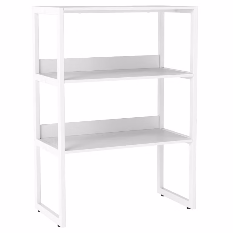 Costway Scaffale da scrivania con 3 ripiani aperti salvaspazio, Libreria moderna con struttura in acciaio Bianco