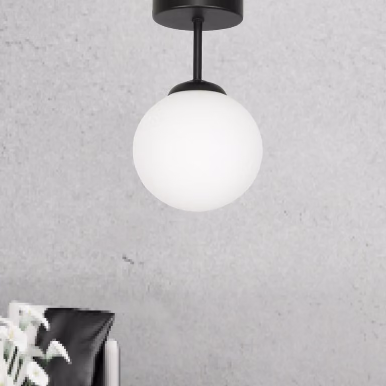Lampada da soffitto, paralume nero, sfera di vetro, CALIPSO 13-827