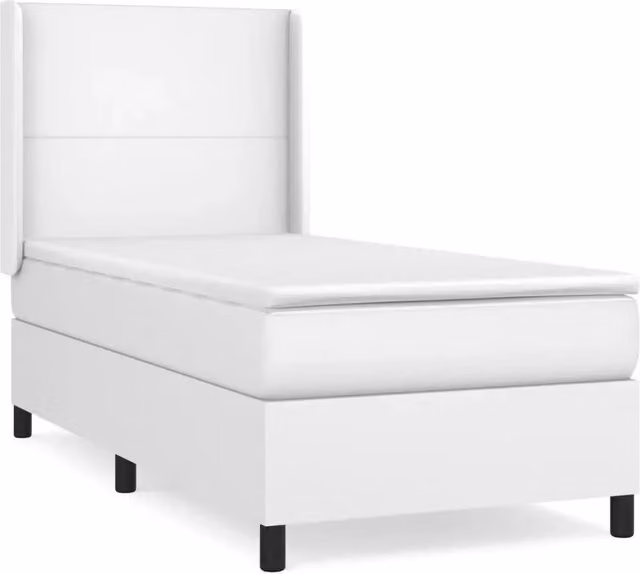 Letto singolo | Letto per adulti | Giroletto a Molle con Materasso Bianco 80x200 cm in Similpelle