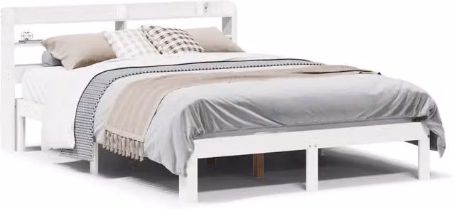 Letto matrimoniale | Letto per adulti | Giroletto con Testiera senza Materasso Bianco 140x200 cm