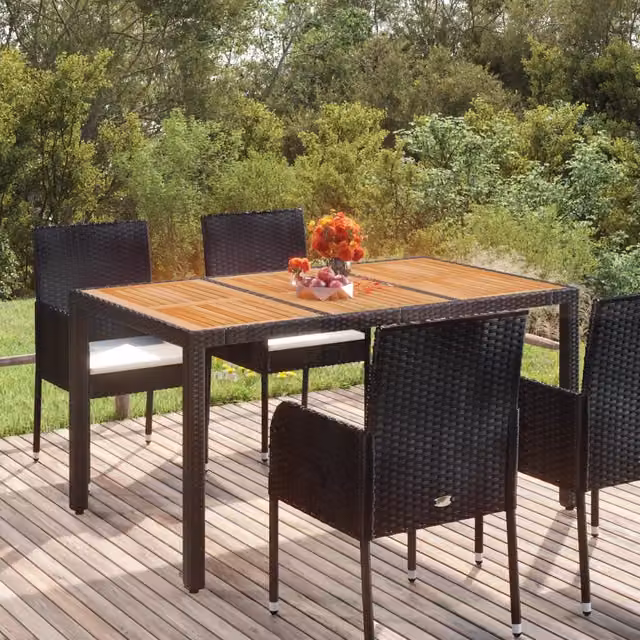 Tavolo da giardino rettangolare estensibile vidaXL in legno di acacia oliato nero L: 150 cm, P: 90 cm, H: 75 cm – 1