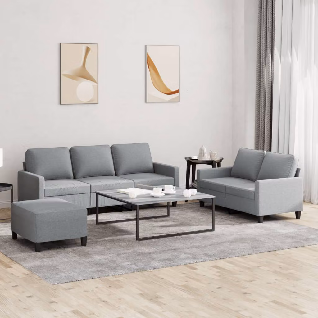 Maison Exclusive - Set divano 3 pezzi con cuscini in tessuto grigio chiaro