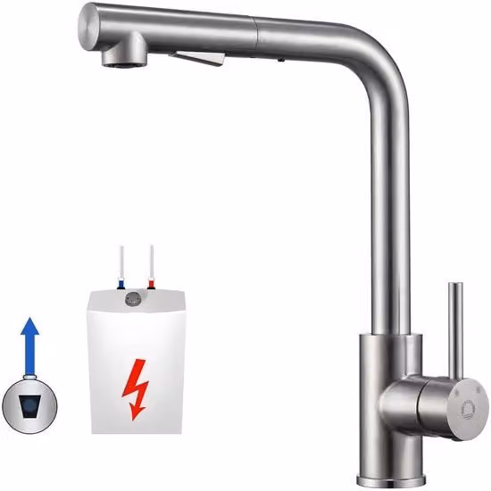 Lagedrukkeukenkraan Uitschuifbaar con 3 Aree di Connettività, Lagedrukkeukenkraan con Douche, Keukenmengkraan con 2 Tipi di Getto d'Acqua, Kraan per Boiler in Acciaio Inossidabile Laccato.