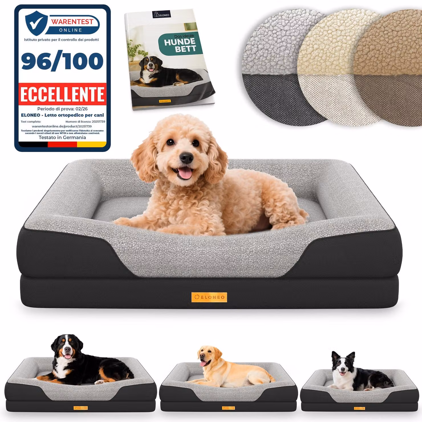 ELONEO Letto ortopedico per cani, taglia S - Nero