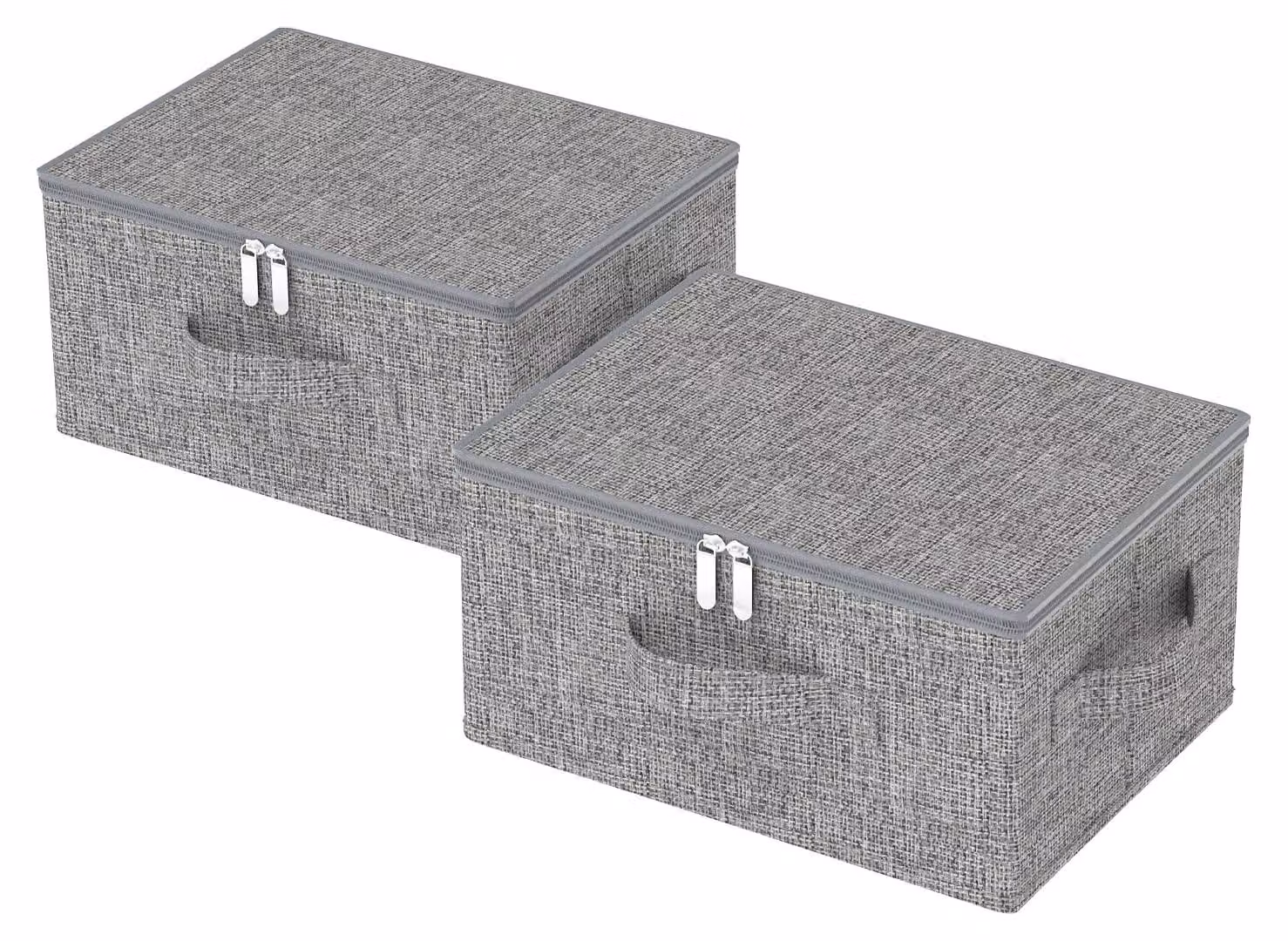 Omgoods - Contenitori con coperchio - 2 pezzi, grigi, 40x30x20 cm - Pieghevoli