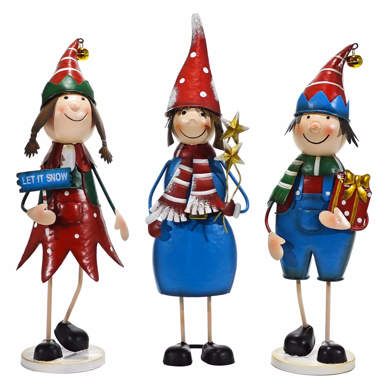 Vestiamo Casa Gran Natale - Set di decorazioni natalizie in metallo con personaggi festivi multicolore, Altezza: 42 cm – 1