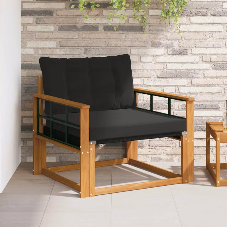 Set di divani da esterno vidaXL in legno di acacia massello e textilene con cuscini inclusi, moderno, disponibile in marrone, nero o grigio