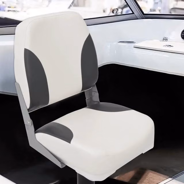 Set di 2 Sedili Pieghevoli per Barca vidaXL in Pelle Sintetica con Schienale Basso, Colori Disponibili: Grigio, Bianco o Nero – 1