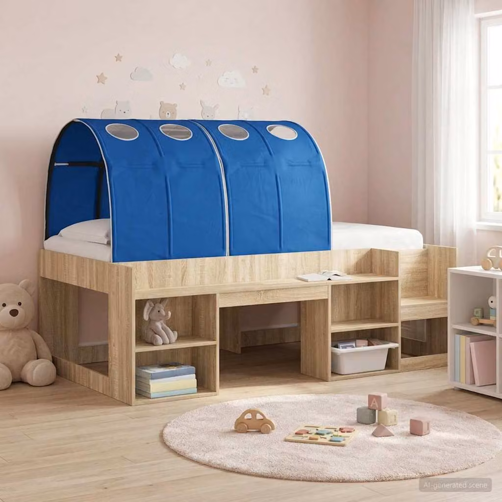 Set di 2 tunnel per letto vidaXL in poliestere blu per adulti