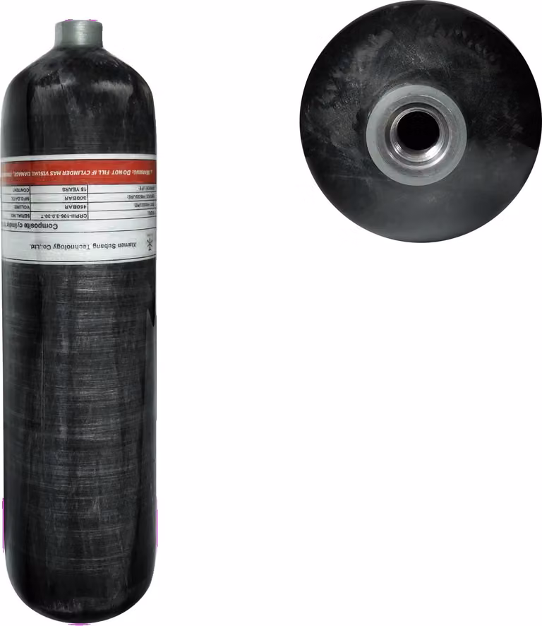 Cilindro ad alta pressione, volume 3L, pressione di esercizio 300 bar, fibra di carbonio