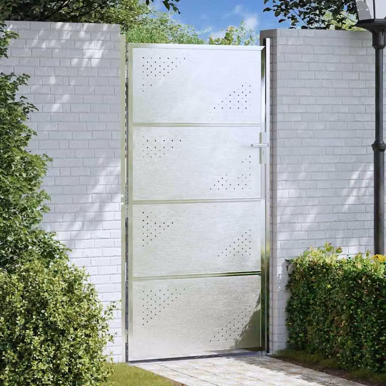 Cancello da giardino vidaXL in acciaio inossidabile argento L: 96 cm, H: 180 cm