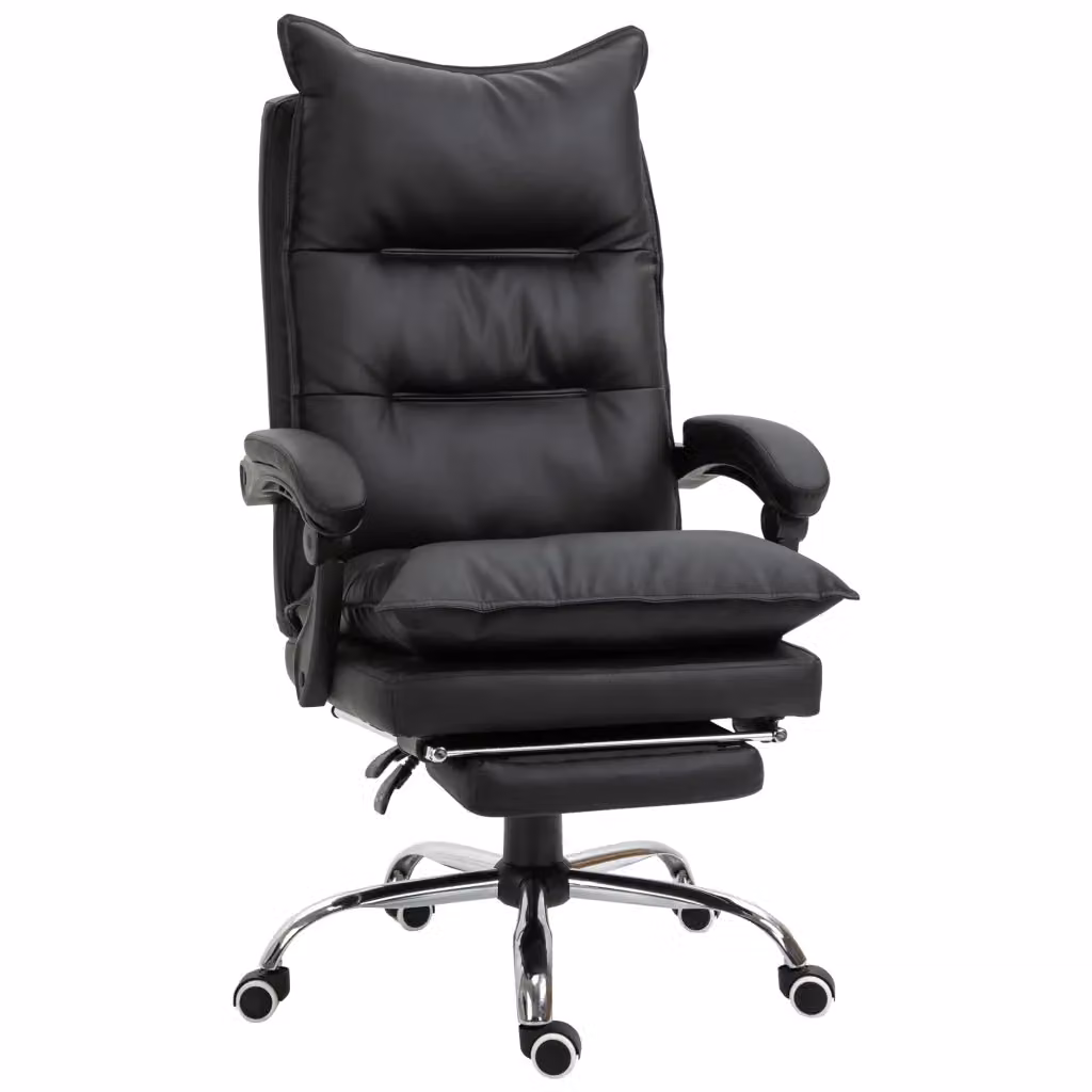 Sedia Ufficio Ergonomica DESIGN IN Reclinabile con Poggiapiedi in Finta Pelle, Girevole 360 e Altezza Regolabile, Nero – 2