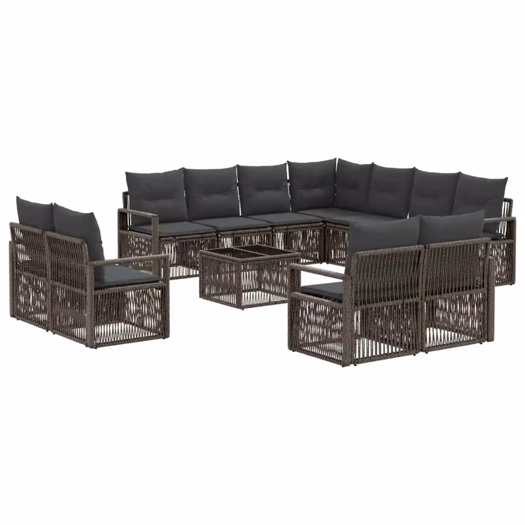 Set Divano da Giardino vidaXL a Forma a U Grigio con Tavolino e Cuscini in Polyrattan e Acciaio – 2