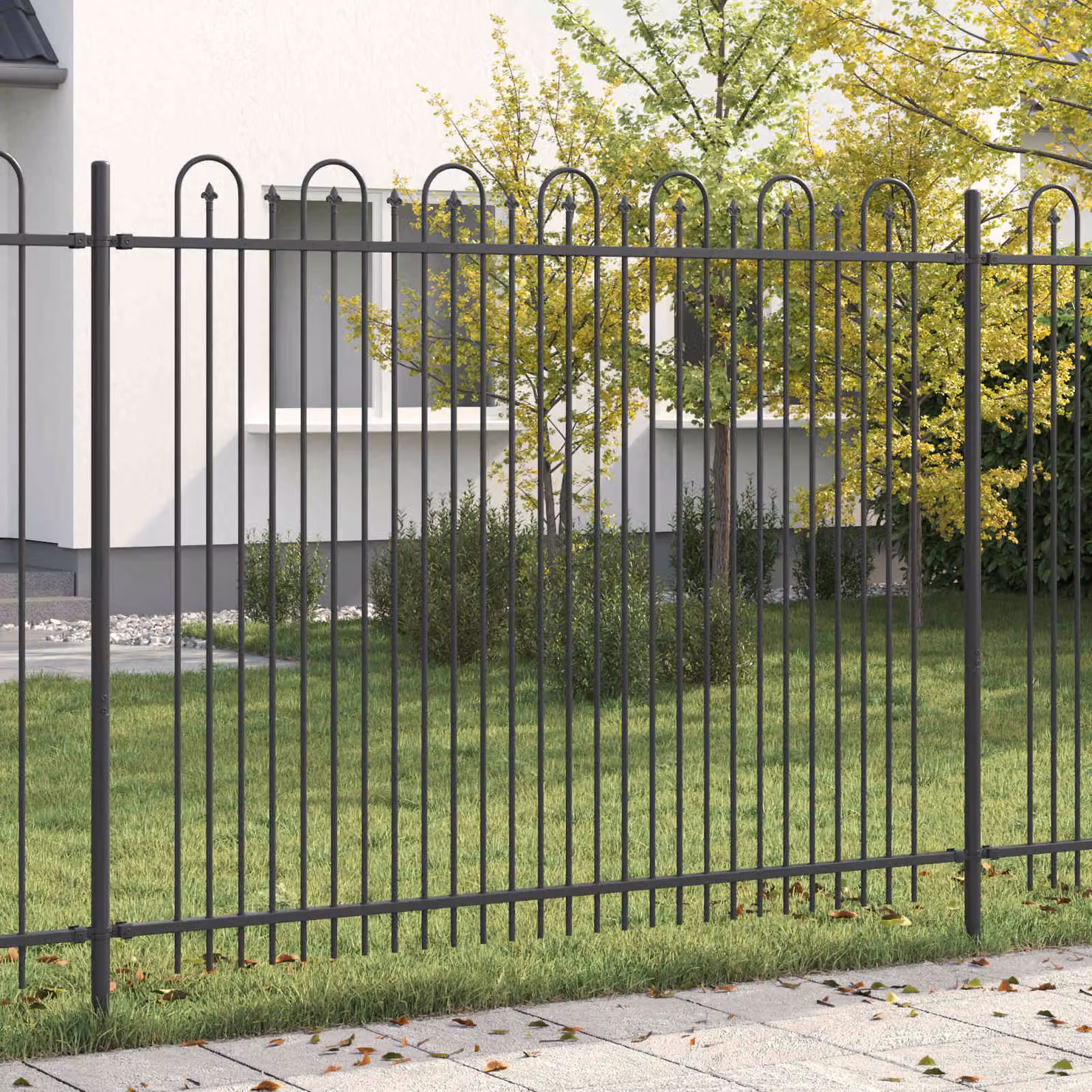 Recinzione ad arco a picchetto DRONTEN vidaXL in acciaio nero 200 x 200 cm