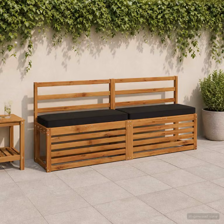 Set di 2 cuscini per panchina vidaXL VUGHT in poliestere nero con rivestimento rimovibile e resistente ai raggi UV