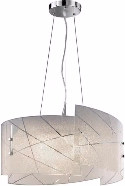 Lampadario a sospensione neoclassico Sandrina Trio Leuchten in vetro trasparente e metallo cromato, Ø 50 cm, 3x E27