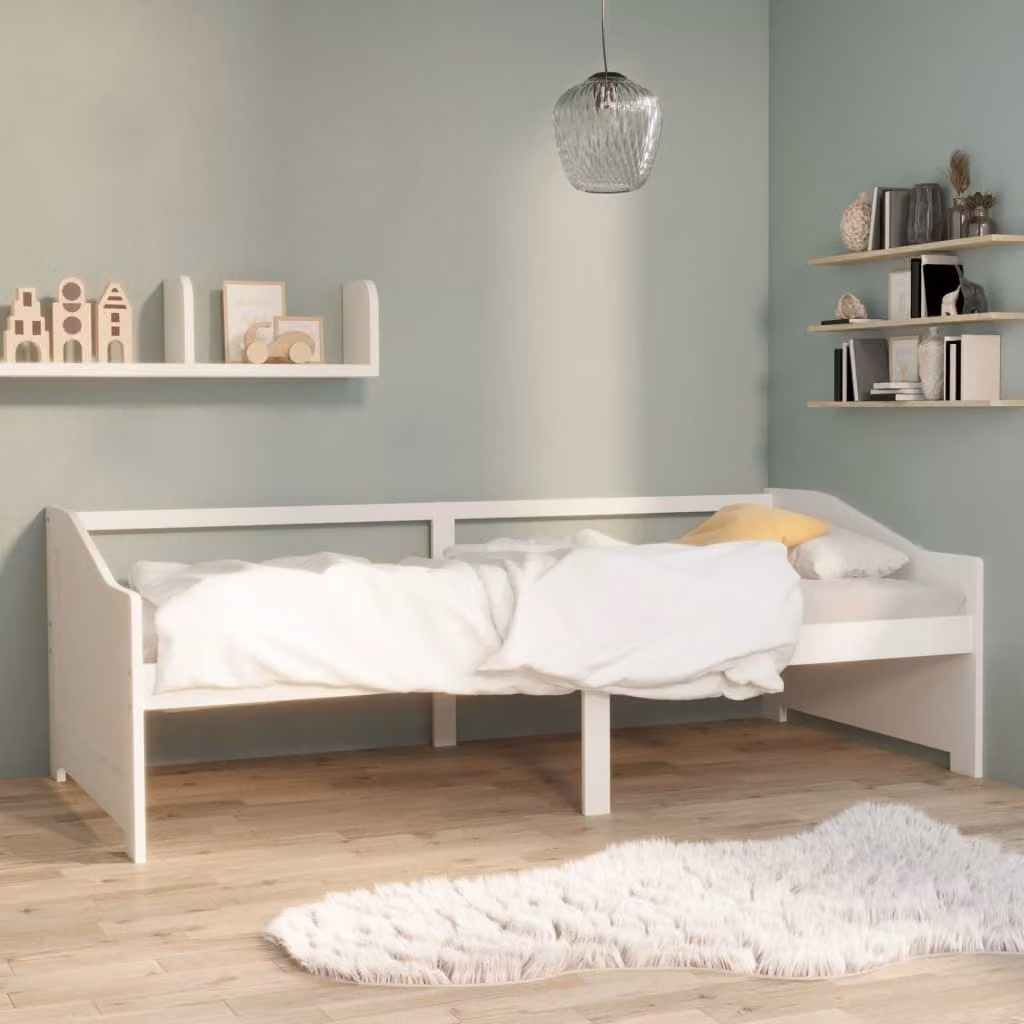 The Living Store Letto da giorno a 3 posti in pino massiccio bianco 90x200 cm
