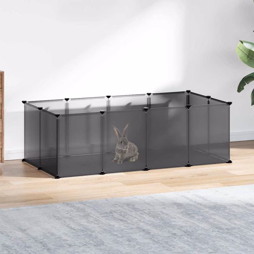 Gabbia per piccoli animali vidaXL nera in plastica e acciaio L: 144 cm, P: 74 cm, H: 46,5 cm