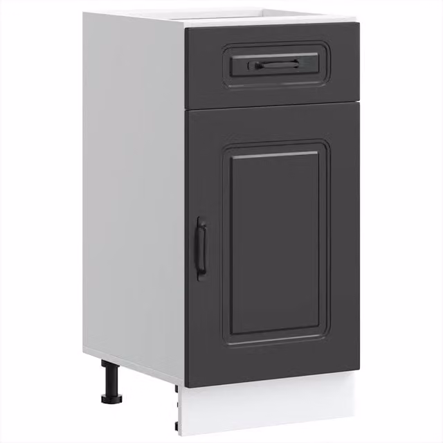Mobile contenitore da cucina HELLOSHOP26 in legno composito nero opaco con ante a battente, stile moderno, L: 40 cm, P: 46 cm, H: 81,5 cm