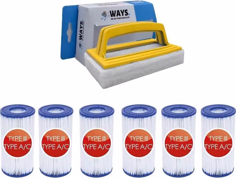 Bestway - Filtro di tipo III adatto alla pompa filtro 58389 - 6 pezzi & spazzola WAYS