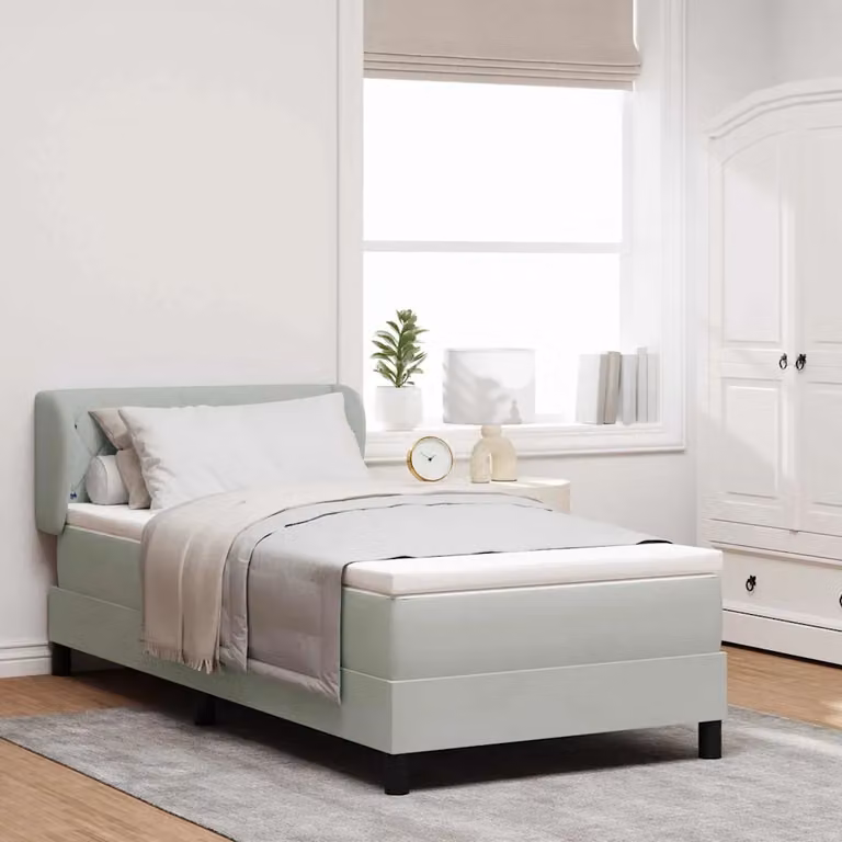 Letto a molle con testiera vidaXL in velluto grigio chiaro L/P/H: 90 x 200 cm