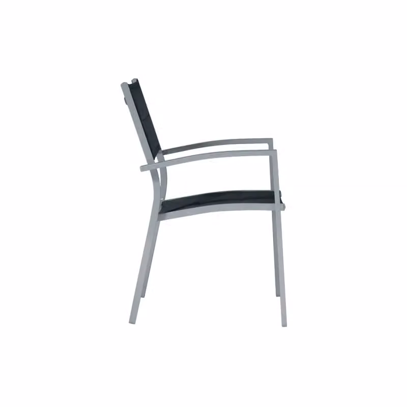 Set di 2 sedie Amalfi MOIA in alluminio e textilene nero impilabili con braccioli – 2