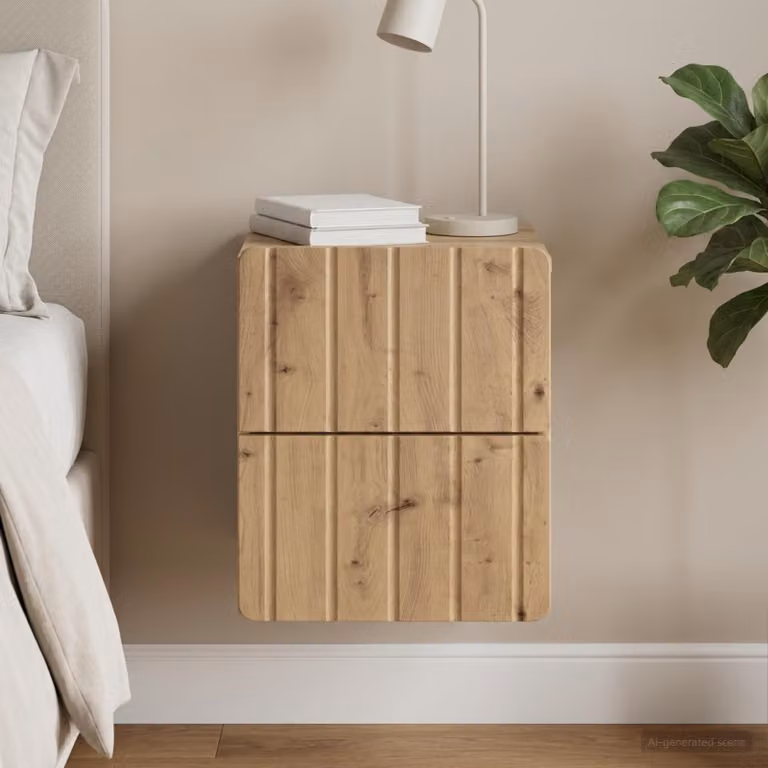 vidaXL Mobiletto da notte a muro in stile classico, colore marrone, L 33 cm x P 34,5 cm x H 43 cm