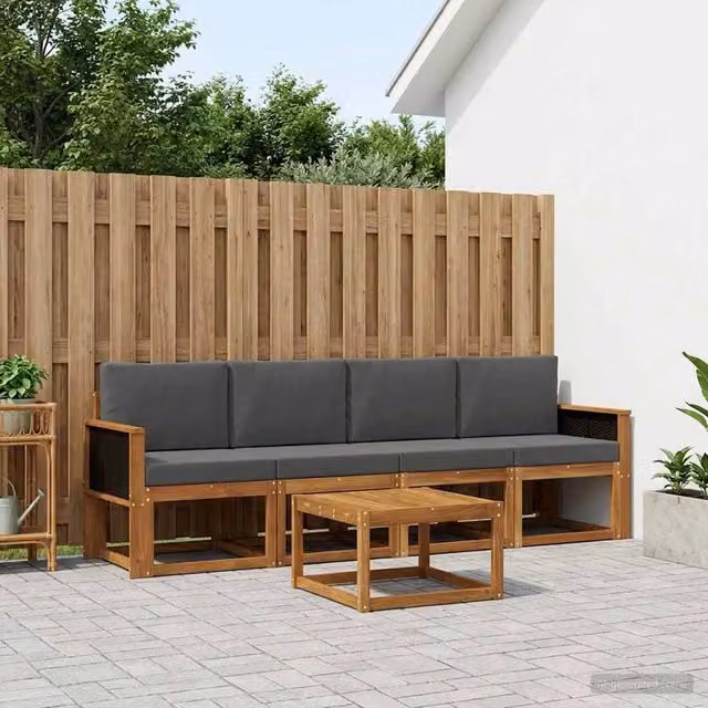 Set di divani da esterno 4 pz Naturale e Antracite 3384963