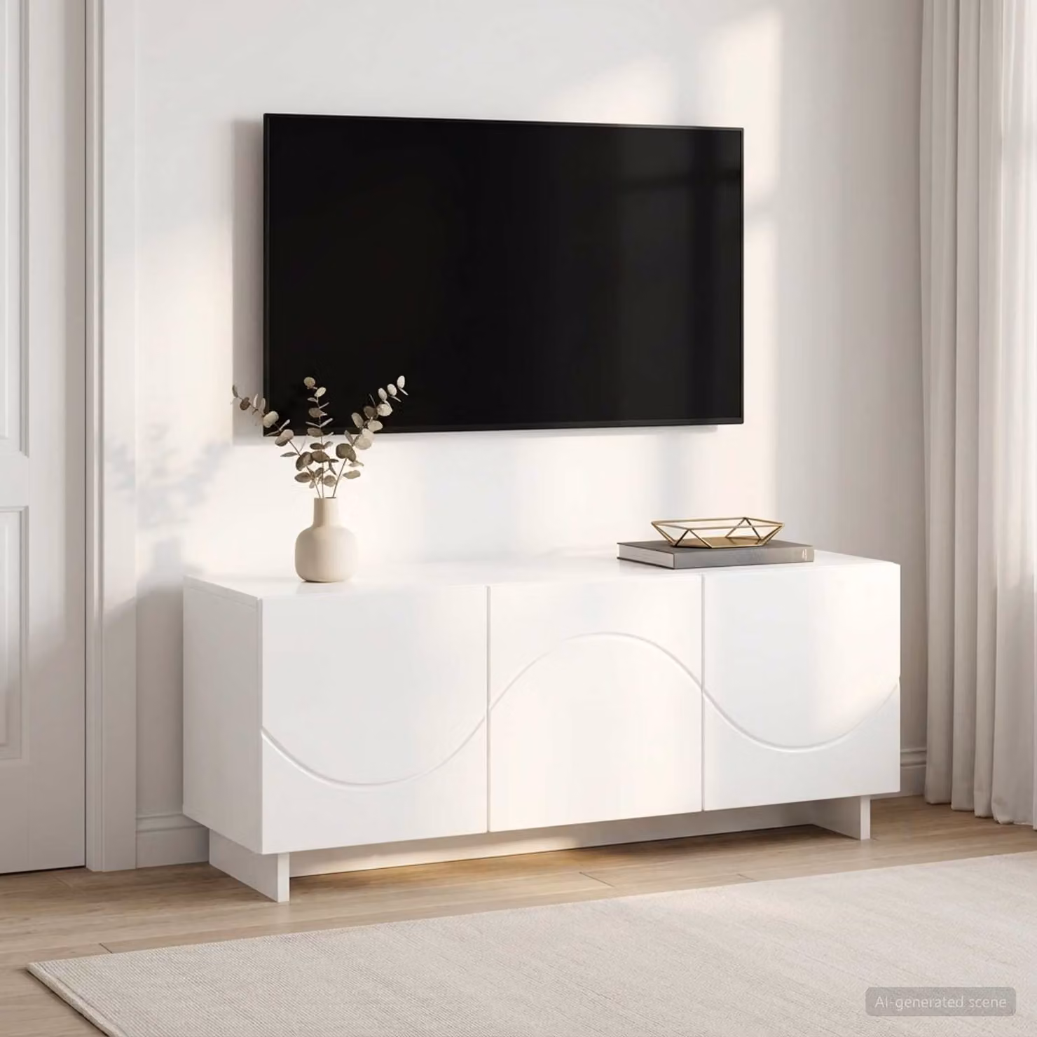 vidaXL Supporto TV Moderno Bianco Lucido L: 90 cm, P: 34.5 cm, H: 40 cm