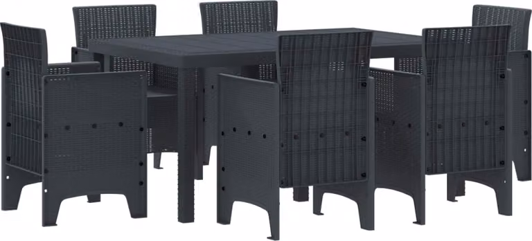Maison Exclusive - Set da pranzo per esterno, 7 pezzi, rattan sintetico grigio antracite