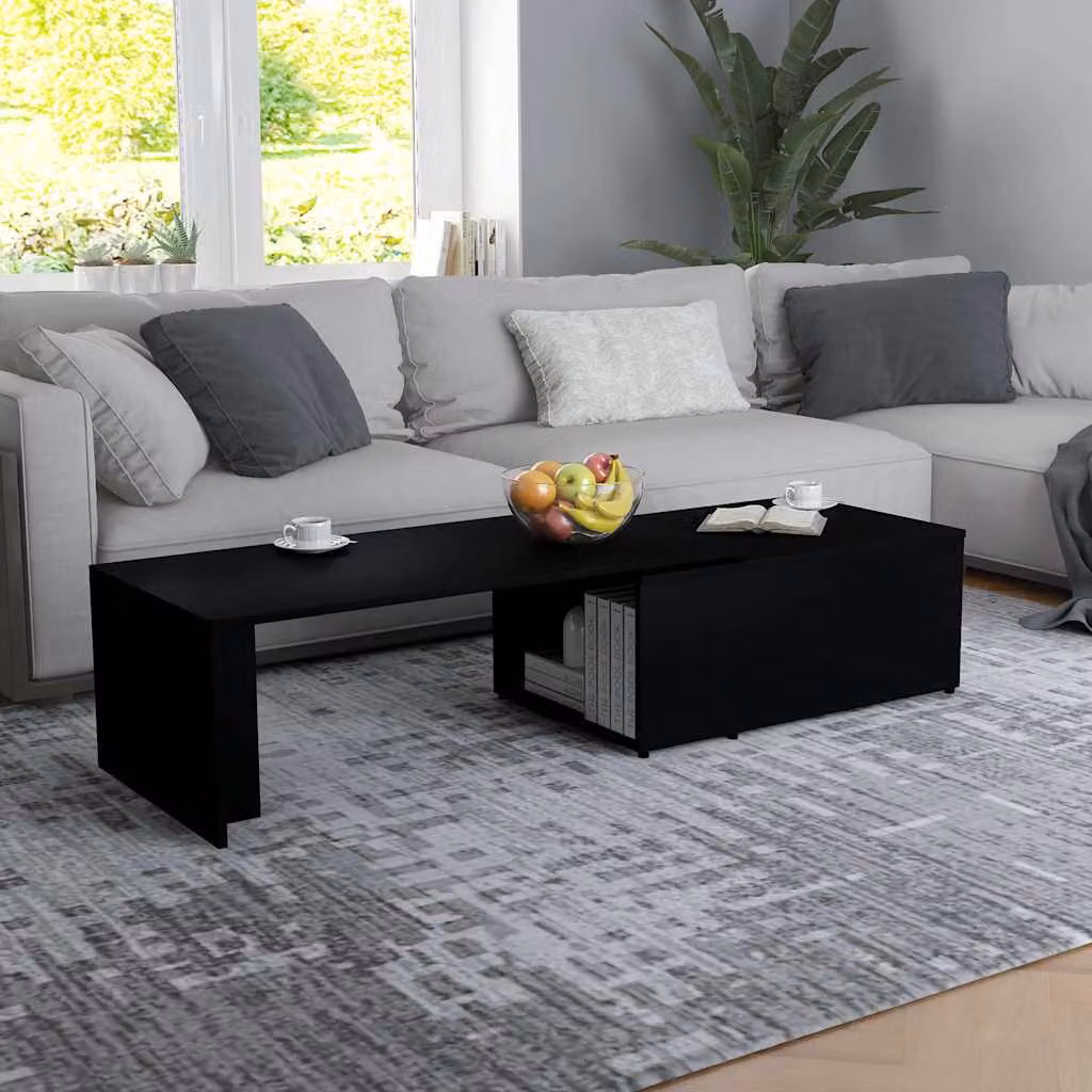 vidaXL Tavolino da Salotto Moderno Nero in Legno e MDF L: 150 cm, P: 50 cm, H: 35 cm