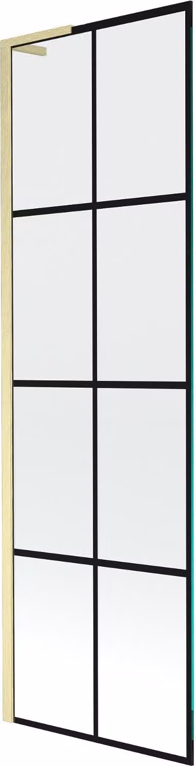 Mexen Next L paratia per vasca da bagno a 1 anta 60 x 150 cm, griglia nera, oro spazzolato - 895-060-000-03-77-55
