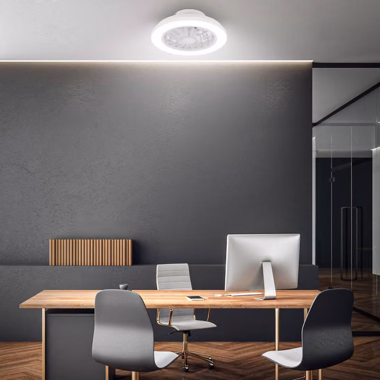 Briloner Ventilatore da soffitto LED Pafo, bianco, plastica, CCT, telecomando dimmerabile, Bianco / Opale, Camera da letto, Plastica
