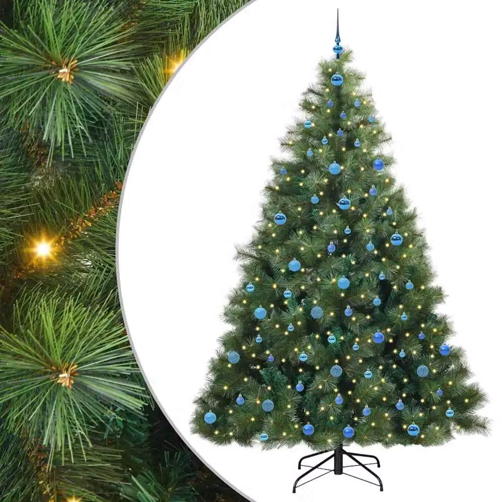 Albero di Natale artificiale moderno vidaXL verde con 300 LED luce bianca calda in PE e PVC, Altezza: 240 cm – 2