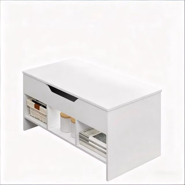 Tavolino da caffè sollevabile REDOM bianco moderno L: 96 cm, P: 45/60,5 cm, H: 51/72,5 cm