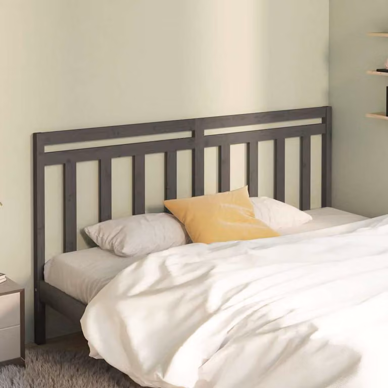 Testiera per letto vidaXL in legno massello di pino, colore grigio, L: 206 cm, P: 4 cm, H: 100 cm