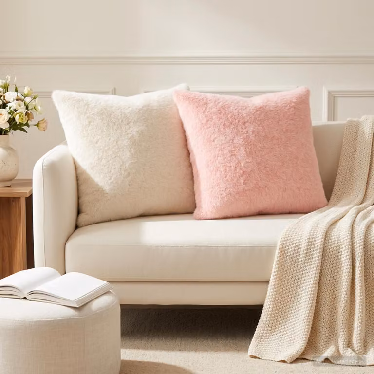 Set di 6 federe vidaXL HEERLEN in ecopelliccia, Bianco, 55 x 55 cm
