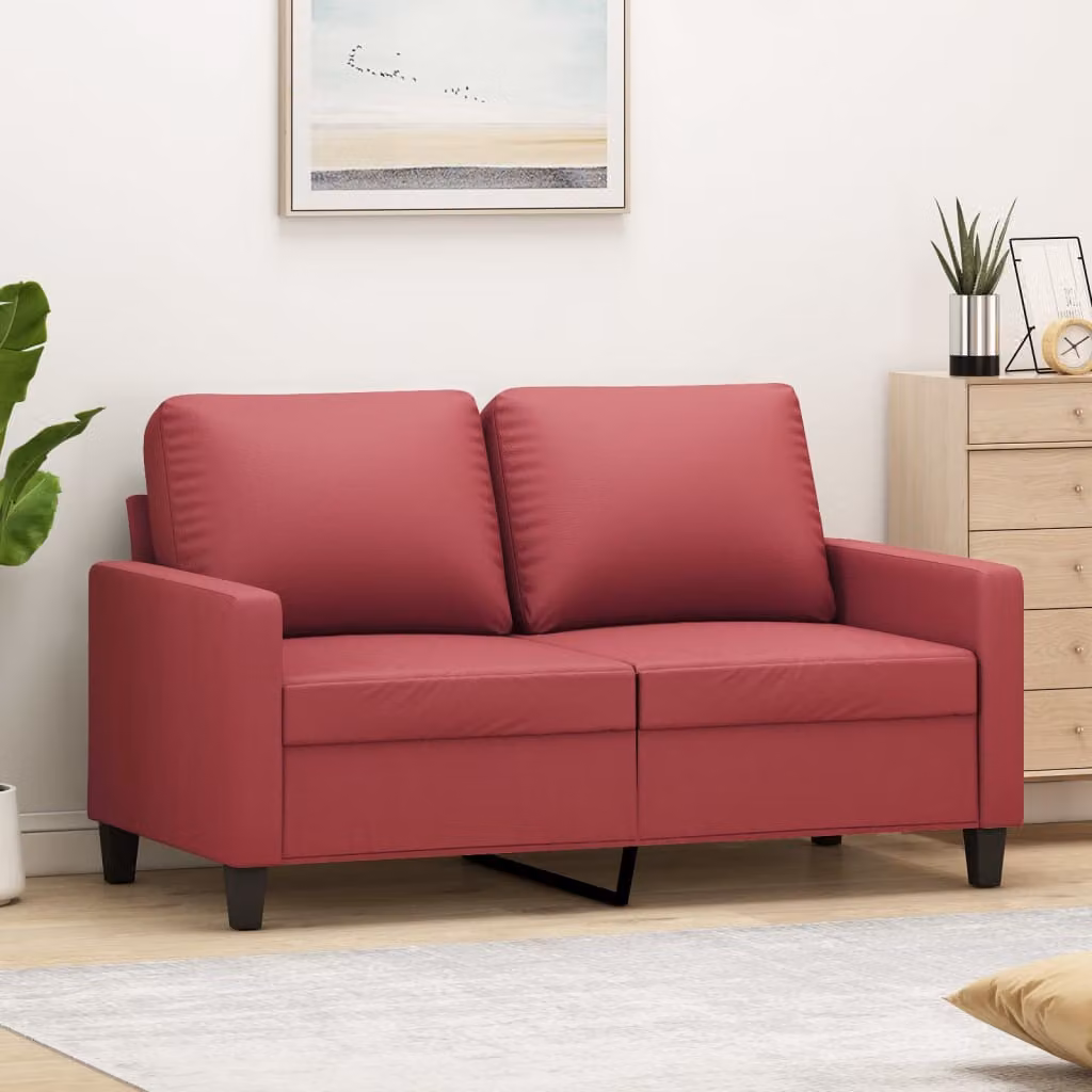Divano a 2 posti vidaXL in similpelle rosso per il tuo soggiorno L: 138 cm, P: 80 cm, H: 77 cm