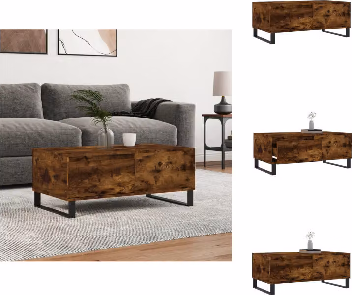vidaXL Tavolino in rovere affumicato 90x50x36,5 cm materiale a base di legno - Tavolini da caffè