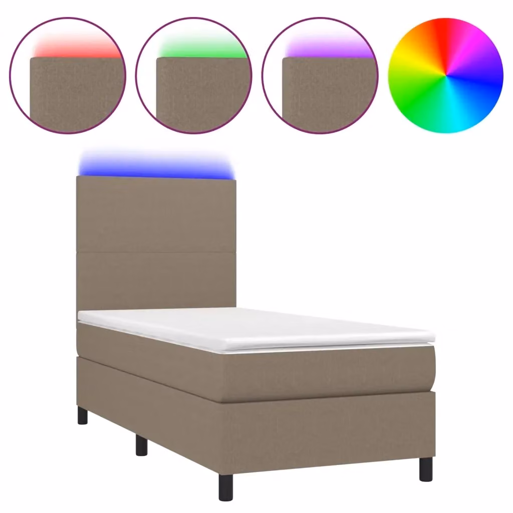 Letto Ibrido con Materasso vidaXL in Tessuto Beige con Illuminazione LED e Porte USB L/P: 80 x 200 cm, H: 118 cm – 2
