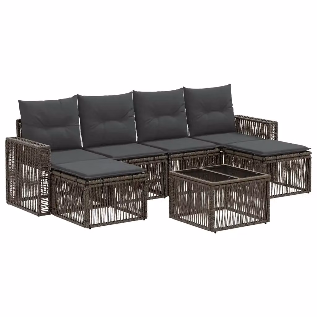 Set da giardino vidaXL composto da 7 pezzi in rattan con struttura in metallo e cuscini, colori grigio e antracite – 2