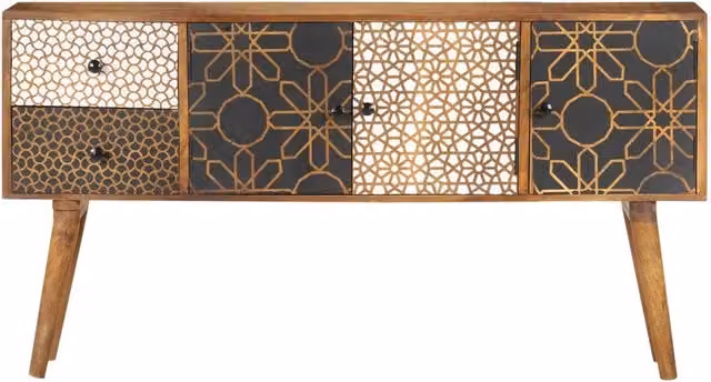 Credenza con Motivo-Buffet-Armadio da cucina Stampato 130x30x70 cm in Massello di Mango