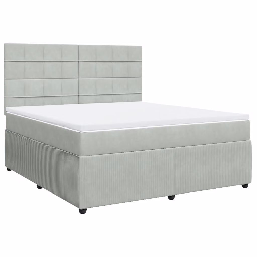 Giroletto a Molle con Materasso Grigio Chiaro 180x200cm Velluto