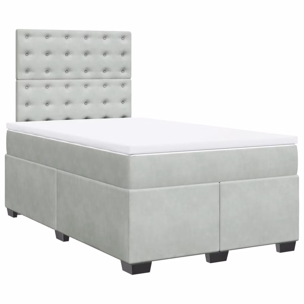 Giroletto a Molle con Materasso Grigio Chiaro 120x190cm Velluto