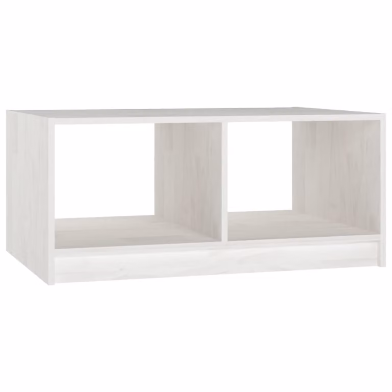 Tavolino da Salotto Bianco 75x50x33,5 cm Legno Massello di Pino