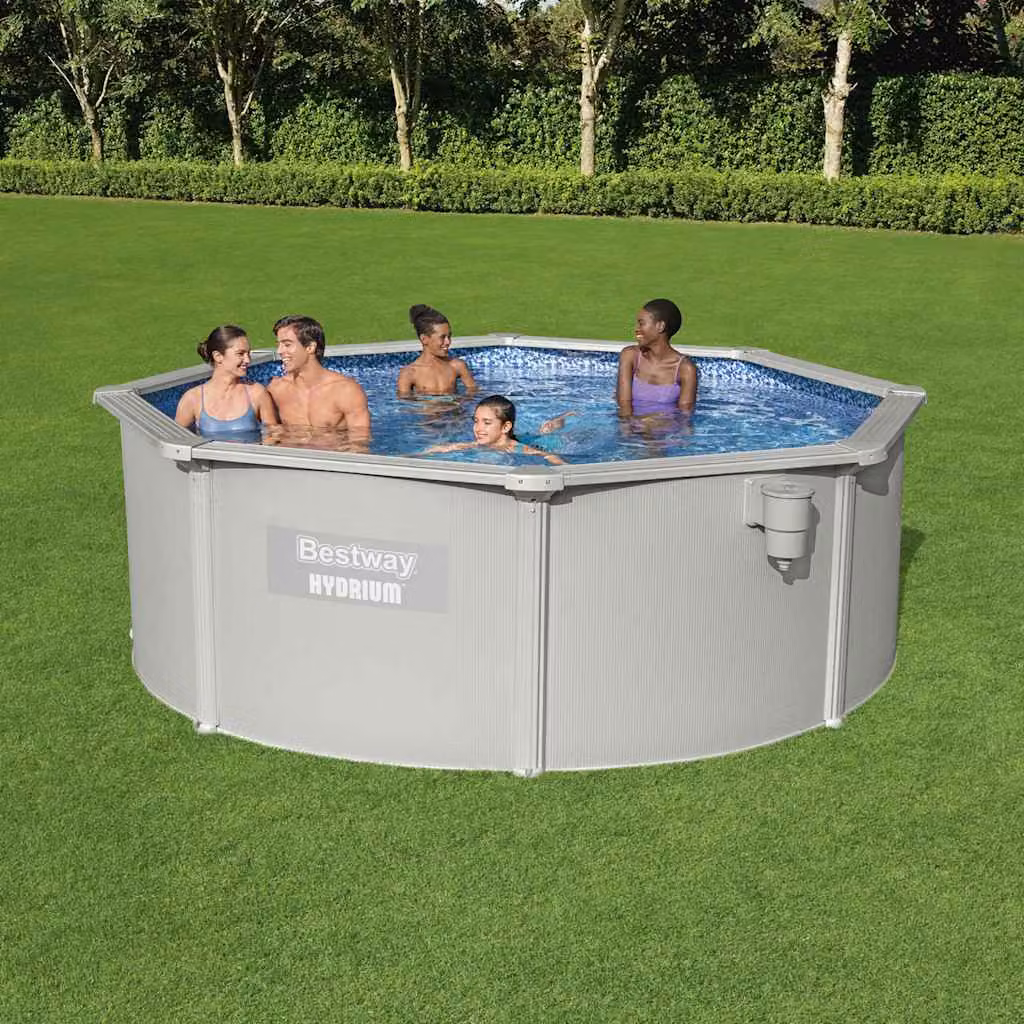 Bestway Piscina Fuori Terra Rotonda Hydrium Grigio e Bianco Diametro: 360 cm, Altezza: 120 cm